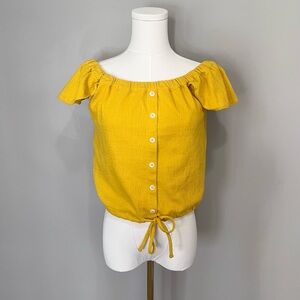 Madewell Texture & Thread Off Shoulder Button Top Size S